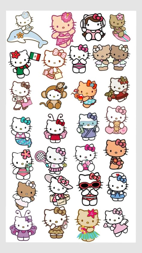 Vintage Hello Kitty Stickers, Cute Stickers Sheet Printable, Hello Kitty Stickers Printable, Sanrio Stickers Printable, Print Out Stickers, Sticker Hello Kitty, Stickers Hello Kitty, Hello Kitty Stickers, Kitty Crafts