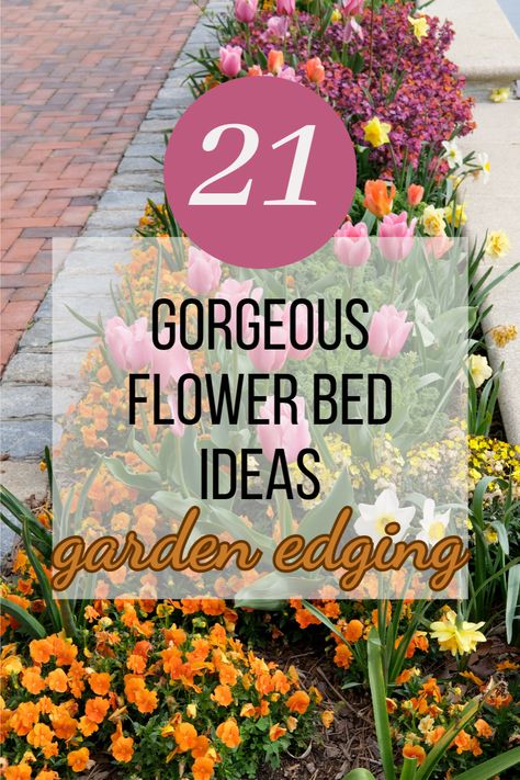 HEY EVERYONE! CHECK OUT 21 BEST FLOWER BED IDEAS TO COPY! CREATE THE PERFECT LANDSCAPE DESIGN FOR YOUR HOME WITH THESE IDEAS. LEARN WHICH FLOWERS ARE BEST FOR SUN AND SHADED AREAS. ALONG WITH, WHICH ONES ARE LOW MAINTANCE! START PLANNING AHEAD FOR YOUR GARDEN DESIGNS THIS YEAR WITH THIS POST! #DIY #ROCKS #LANDSCAPINGBACKYARD #UNDERWINDOW #FULLSUN #DIYLANDSCAPEDESIGN #LANDSCAPINGGARDENEDING Sun Flower Beds Ideas, Straight Flower Beds, Indiana Flower Bed Ideas, Backyard Landscaping Flower Beds, Creative Flower Beds, Front Yard Flower Bed Ideas Perennials, Perennial Landscape Ideas, Landscaping Flower Beds Ideas, Raised Bed Flower Garden Ideas Plants