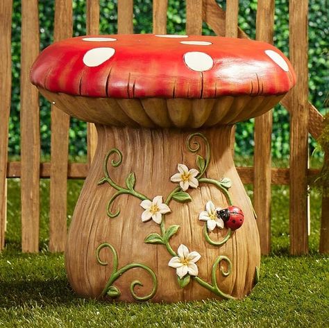 Mushroom Side Table, Fairy House Diy, Pancake Mix, Cracker Barrel, Bungalow House Design, Ceramics Pottery Art, Rocking Chairs, Fairy House, Indoor Furniture