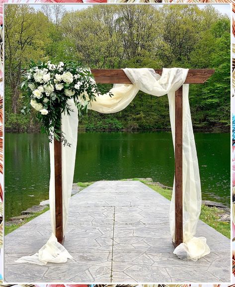 Say 'I do' in style with these breathtaking wedding arch ideas. Backyard Wedding Arbor Ideas, Wedding Outdoor Alter Ideas, Rustic Wedding Arbor Outdoor Ceremony, Wedding Arch Rustic Outdoor Ceremony, Wedding Arch Cheap, Wedding Arch Homemade, Garden Arbor Wedding Arch, White Rose Alter Wedding Arches, Wedding Arbors Outdoor Draping