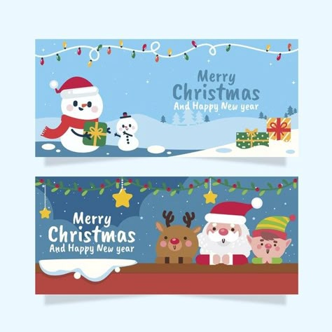 Flat design christmas banners template P... | Premium Vector #Freepik #vector #christmas #winter #design #template Christmas Banner Design, Cafe Banner, Hand Drawn Christmas Cards, Christmas Email, Christmas Booth, Banners Template, Christmas Arts, Christmas Tree Collection, Merry Christmas Background