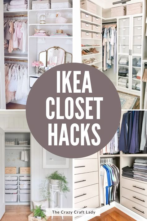 Ikea Closet Hacks, Ikea Kitchen Hacks, Ikea Closet Hack, Ikea Pax Closet, Ikea Hacks Ideas, Small Closet Space, Best Ikea Hacks, Ikea Closet, Closet Hacks