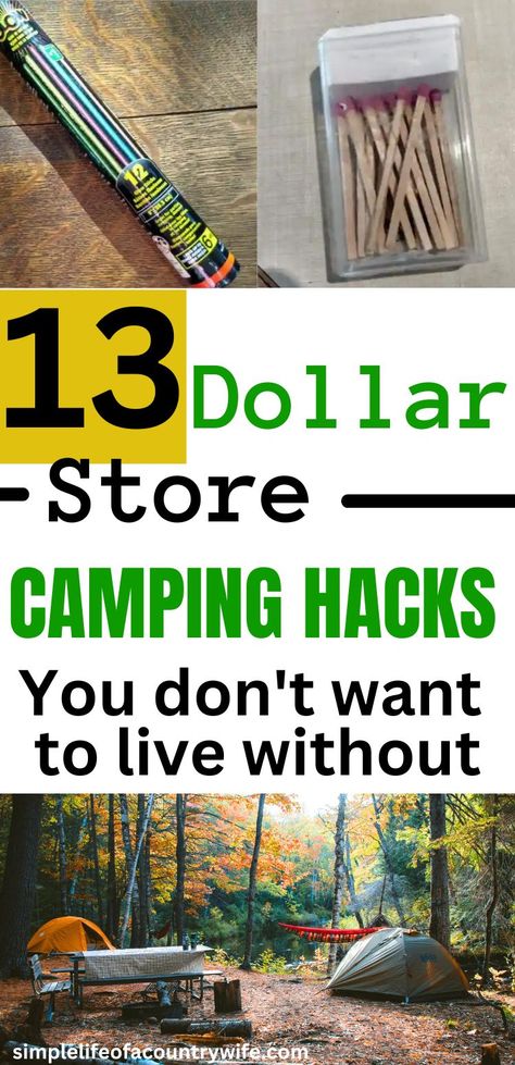 Dollar store camping hacks for all your DIY camping ideas. Camping organization, tent camping must haves, RV camping tips, and more. Dollar Store Camping Hacks, Dollar Store Camping, Dollar Tree Camping, Camping Tricks, Hacks To Save Money, Tent Camping Hacks, Tree Camping, Camping 101, Rv Camping Tips