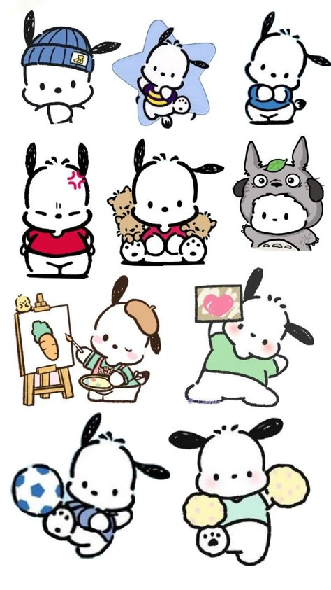 Pochacco Printables, Snoopy And Pochacco, Cute Snoopy Drawing, Pochacco White Background, Pochacco Stickers Printable, Cute Stickers Sanrio, Imagenes Aesthetic Vintage, Snoopy Stickers Printable, Pochacco Doodle