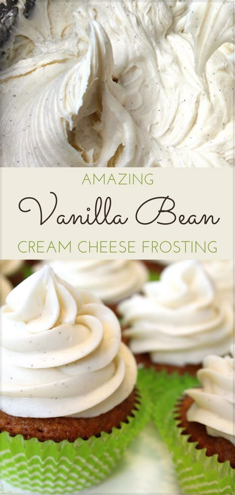 Light Fluffy Frosting, Vanilla Bean Cream, Vanilla Bean Frosting, Cupcakes Vanilla, Fluffy Frosting, Weight Watcher Desserts, Cheese Frosting Recipe, Coconut Dessert, Cream Cheese Frosting Recipe