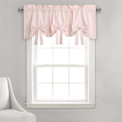 Arrives by Sat, Jan 8 Buy Lush Decor Melody Bow 18" x 52" + 2" Header Textured Blush 100% Polyester 3" Rod Pocket Single Valance at Walmart.com Coquette Furniture, Bow Window Curtains, Shared Girls Bedroom, Bow Window, Lush Decor, Curtain Valance, Bedroom Windows, Window Valance, Valances