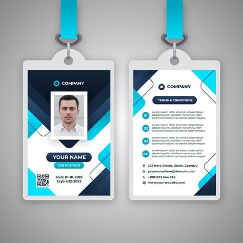 Abstract id badge template with picture ... | Free Vector #Freepik #freevector #business #card #template #office Conference Badges Design, Id Badge Template, Corporate Identity Mockup, Identity Card Design, Employee Id Card, Id Card Design, Business And Advertising, Corporate Id, Personal Calendar