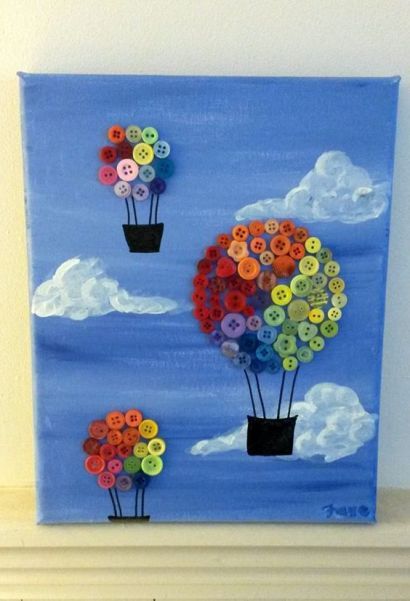 Button Tree Art, Button Art On Canvas, معرض فني, Art Balloon, Button Projects, Button Creations, Button Ideas, Button Craft, Button Art