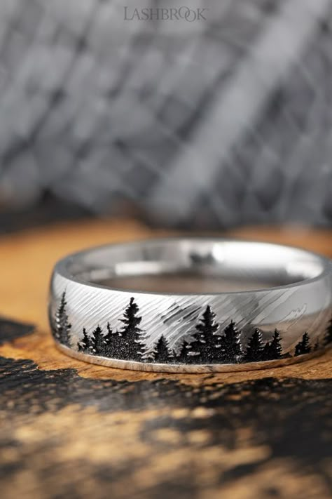 Tree Engraving, Nature Wedding Ring, Carved Tree, Unique Opal, Outdoor Enthusiast, Custom Ring, Love Each Other, Ring Ideas, Mens Wedding Rings