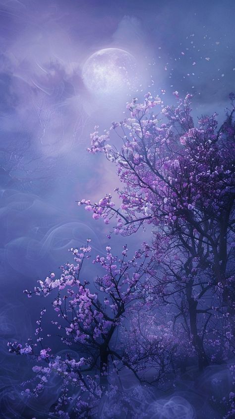 scenery under the moon, purple blossoms, purple scene, ancient chinese style, surrounded by purple and blue smoke, plum blossom, frost, light, aesthetics, ethereal, fairy tale, surreal, fantasy, ultra high definition, 8k, high definition, Purpleish Blueish Aesthetic, Blue White Purple Aesthetic, Purple And Blue Aesthetic, Blue And Purple Wallpaper, Purple Blossom, Ethereal Fairy, Purple Flowers Wallpaper, Asian Aesthetic, Chinese Aesthetic