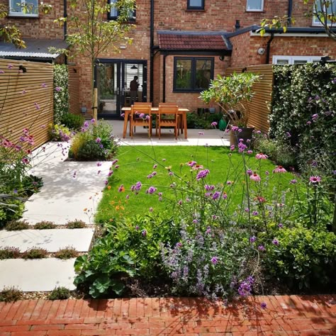 Nick & Doug | It's always a thrill when clients send photos of their newly completed gardens. This London terrace garden is just a few months old but is… | Instagram London Garden Ideas Terraced House, Terrace House Garden Ideas, Garden Ideas Terraced House, Narrow Garden Ideas, Small London Garden, Terraced House Garden, New Build Garden Ideas, Victorian Terrace Garden, New Build Garden