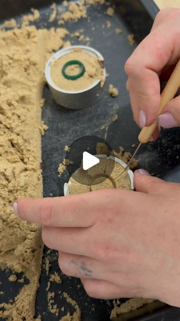 Nadine Suzanne on Instagram: "Casting a ring directly into beach sand that my customer sent me from a sentimental location. I can use beach sand in 2 ways.  1 - create the mould entirely from sand (using approximately 1cup)  2 - sprinkle some sand in a mould made from delft clay (using approximately 1 teaspoon).  This is such a unique way to add meaning to a piece and each piece has its own unique texture.   Imagine proposing to your partner on a beach and having your wedding rings cast in that beach sand 🌊💍  #sandcast #jewellery #makingjewelry #customjewelry #beachvibes #jewellerylover #jewelleryaddict #jewelleryoftheday #reel #jewellerygram #weddingjewellery #weddingring #oneofakindjewellery #sand #sandcasting #silverjewellery #process #casting   #supportlocaltownsville @supportlocalto Delft Clay Casting Jewellery, Sand Casting Ideas, Sand Cast Jewelry, Sand Cast Ring, Sand Casting Jewelry, Metal Tutorial, Add Meaning, Cast Rings, Jewellery Moulds