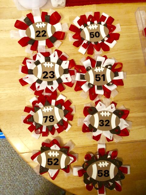 Homecoming Cheer Corsage, Football Tags Ideas, Football Senior Night Mom Corsages, Necklace Homecoming Mums, Cricut Mum Ideas, Football Team Mom Gift Ideas, Homecoming Locker Decorations Football, Football Homecoming Ideas, Senior Night Football Ideas