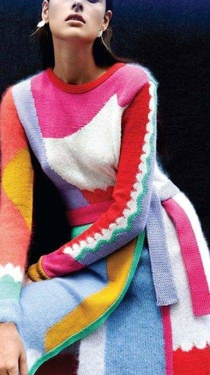 Runway Design, Wool Knitted Dress, Design Texture, Neue Outfits, Knitwear Fashion, Fashion Runway, Knit Fashion, Knitting Inspiration, Colorful Fashion