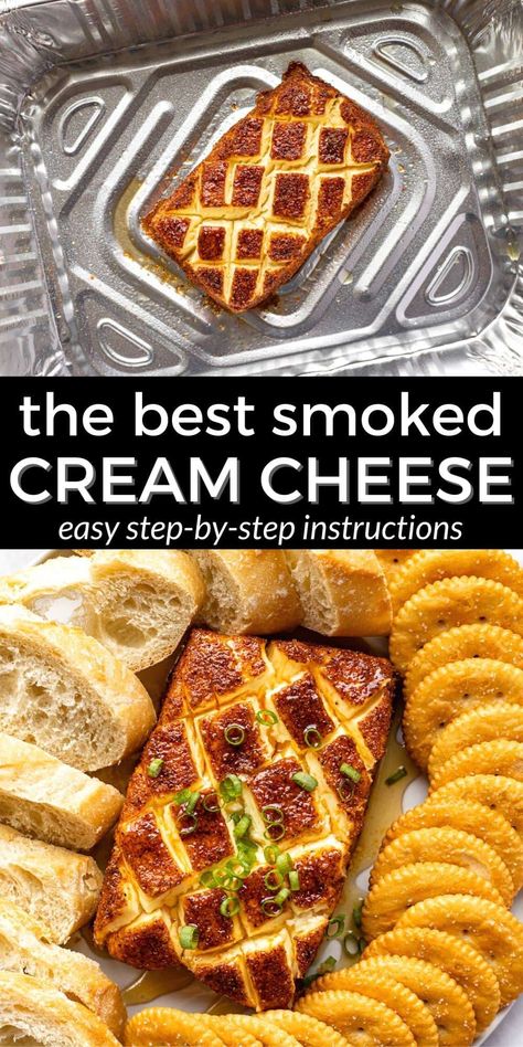 Smoked Cream Cheese Smoked Cream Cheese Recipe, Smoked Cream Cheese, Cream Cheese Recipe, Pellet Grill Recipes, Traeger Recipes, Smoked Cheese, Smoked Cooking, Savory Appetizer, Smoker Recipes