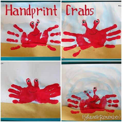 Fun ocean theme activity that involves hand paint! Definitely a favorite activity for kids. And it is personal to them because it involves their individual hands Ocean Unit Preschool, Ocean Theme Preschool, Art Preschool, Preschool Projects, Ocean Crafts, Animal Crafts For Kids, Handprint Crafts, Daycare Crafts, Animal Crackers