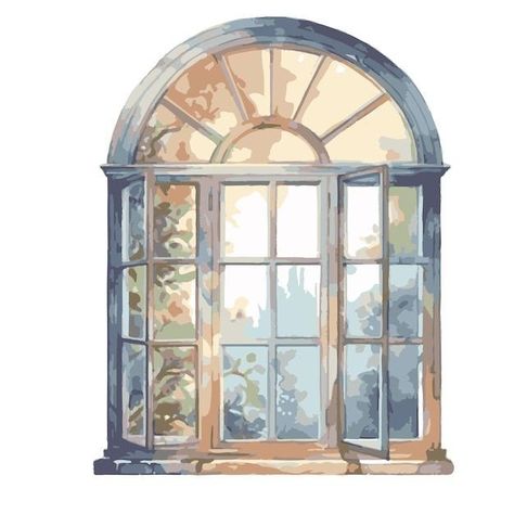 Colouring Background, Botany Journal, Journal Themes Ideas, Cosy Study, Windows Drawing, Window Sketch, Door Illustration, Cute Window, Sky Window