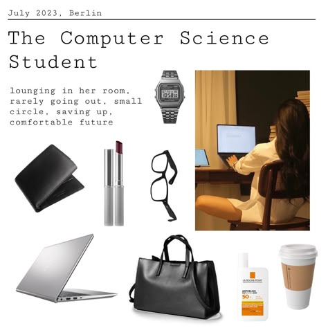 Engineering College Aesthetic, Tech Woman Aesthetic, Softwear Engineer Aesthetic, Compsci Student Aesthetic, Programmer Student Aesthetic, Software Engineer Outfits Women, Computer Science Careers, Computer Scientist Aesthetic, Computer Science Aesthetic Outfit