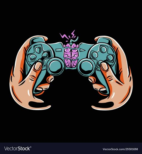 Game Controller Art, Wallpaper Iphone 7 Plus, Electronics Illustration, Brain Design, Design Games, Inside Art, Vector Game, Gaming Design, Retro Gaming Art