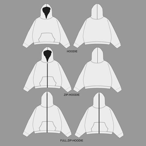 Set of Hoodie design. Hoodie Mockup. Vector Apparel Mockup Collection. Fashion Design Sketches Hoodie, Clothing Brand Hoodie Designs, Mockup Design Hoodie, Puffer Jacket Design Ideas, Mock Ups Clothing, Clothing Brand Mockup Templates, Hoodie Design Sketch, Vector Mockup Clothes, Clothing Mockup Free Apparel Design