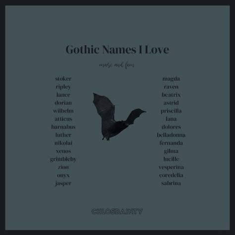 Gothic Names, Names I Love, Name Ideas, Made By Me, Bat, I Love, Tumblr, Black