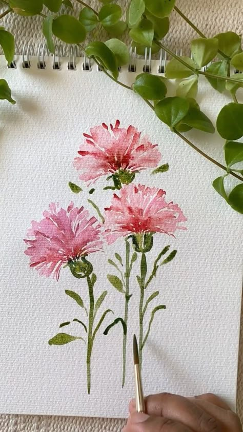 Akvarel Illustration, Learn Watercolor Painting, Watercolor Flowers Tutorial, Learn Watercolor, Watercolor Paintings For Beginners, Diy Watercolor Painting, Watercolor Paintings Easy, Painting Ideas On Canvas, Watercolor Flower Art