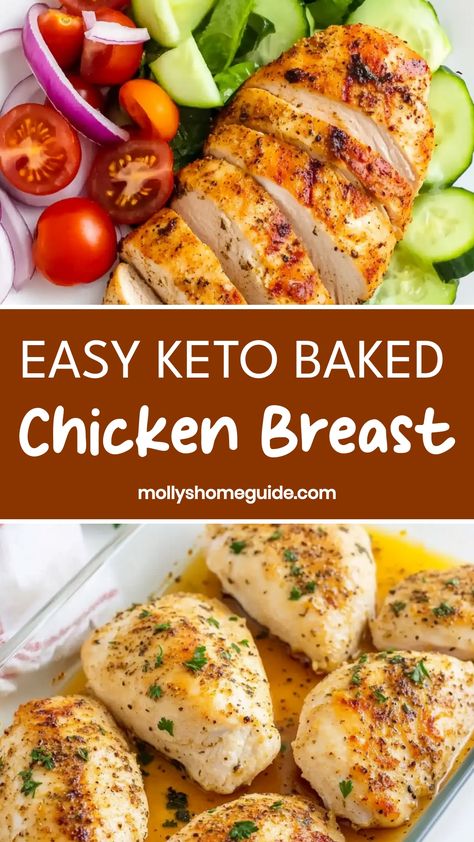 Indulge in a delicious and low-carb meal with this keto baked chicken breast recipe. Enjoy tender, juicy chicken seasoned to perfection and baked until golden brown. This simple yet flavorful dish is perfect for anyone following a ketogenic lifestyle or looking for a healthy dinner option. Packed with protein and easy to make, this keto-friendly recipe will become a staple in your meal rotation. Serve it with your favorite side dishes or salads for a wholesome and satisfying meal that the whole Easy Baked Chicken Healthy, Baked Chicken Low Calorie, Easy Baked Chicken Recipes 4 Ingredients, Chicken No Carb Recipes, Simple Keto Chicken Recipes, Healthy Grilled Chicken Recipes Low Carb, Chicken Low Carb Dinner, Crockpot Low Carb Chicken Recipes, Healthy Baked Chicken Recipes Low Carb