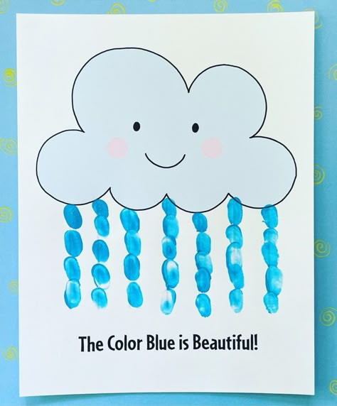 Color Art For Preschoolers, Color Blue Activities For Preschool Science Experiments, Blue Art For Preschool, The Color Blue Crafts For Preschool, Blue Craft Preschool, Preschool Blue Crafts, Weather Activities Preschool Worksheets, Color Of The Week Activities, Art And Craft Activity For Kindergarten