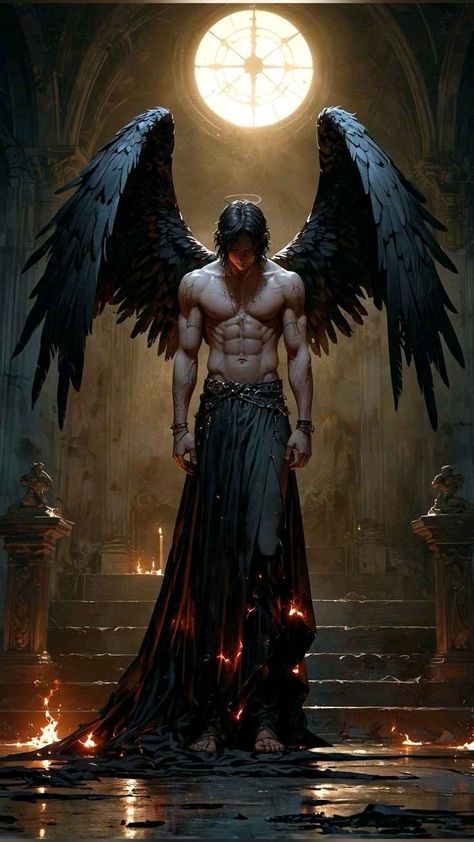 Lucifer Demon Art, Blonde Demon Male, Half Angel Half Demon Art, Lucifer Morningstar Netflix Show, Dark Angel Male, Lucifer Illustration, Angel And Demon Art, Angel Pose Reference, Demon With Wings