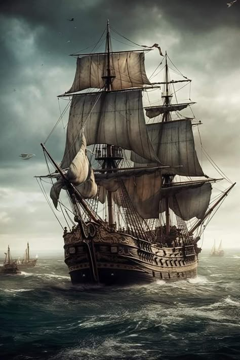 Black Flag Wallpaper, Ghost Ship Art, Pirate Ship Art, Sail Ships, Navi A Vela, Old Sailing Ships, Clipper Ship, Pirate Ships, Flag Wallpaper