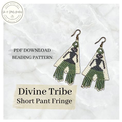 Divine Tribe Short Pant Fringe Seed Bead Pattern PDF Fringe Earrings Pattern, Brick Stitch Tutorial, Stitch Earrings, Earrings Tutorial, Seed Bead Pattern, Beaded Earring, Short Pant, Brick Stitch Earrings, Color Guide