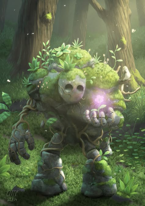 ArtStation - Garden Golem, Andrew McIntosh 다크 판타지, Forest Creatures, Fantasy Monster, Fantasy Creatures Art, Mythical Creatures Art, Mystical Creatures, Arte Fantasy, 판타지 아트, Creature Concept