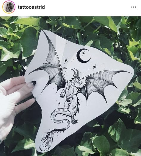 Moon And Dragon Tattoo, Dragon Moon Tattoo, Dragon Medieval, Cool Ear Tattoos, Penguin Tattoo, Medieval Dragon, Feminine Tattoo Sleeves, Ear Tattoo Ideas, Dragon Tattoo For Women