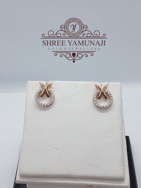 #rosegold earring Gold Earrings For Kids, Small Earrings Gold, New Gold Jewellery Designs, Gold Earrings Models, Diamond Earrings Design, Fancy Jewelry Necklace, Bridal Diamond Jewellery, Gold Jewelry Stores, Gold Earrings For Women