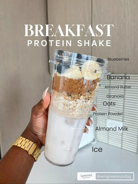 Breakfast Protein Shake, Breakfast Protein Shake Recipes, Chef Lifestyle, Juice Truck, Cafe India, Breakfast Shakes Protein, Breakfast Shake, Protein Shake Recipe, Workout Meals