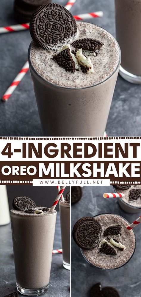 Fantastic {4-Ingredient} Oreo Milkshake Homemade Milkshake Recipe, Oreo Smoothie, Oreo Milkshake Recipe, Yummy Milkshake Recipes, Cookies And Cream Milkshake, Milkshake Recipe Easy, Homemade Milkshake, Oreo Milk, Oreo Shake