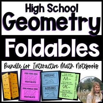 This geometry foldable notes bundle currently includes 120 foldables, perfect for use in a high school geometry course.  Ideal for use in interactive notebooks!  The current focus is on vocabulary, theorems/ postulates, and the use of algebra to solve geometry problems.  It will provide a fun and interactive way to supplement your current geometry curriculum with built in scaffolding and differentiated instruction.  Please download the "preview" to see a list of topics covered.  This download in Geometry Proofs Cheat Sheet, Geometry Classroom, Geometry Interactive Notebook, Midpoint Formula, High School Geometry, Geometry Notes, Geometry Proofs, Circle Graph, Geometry Problems