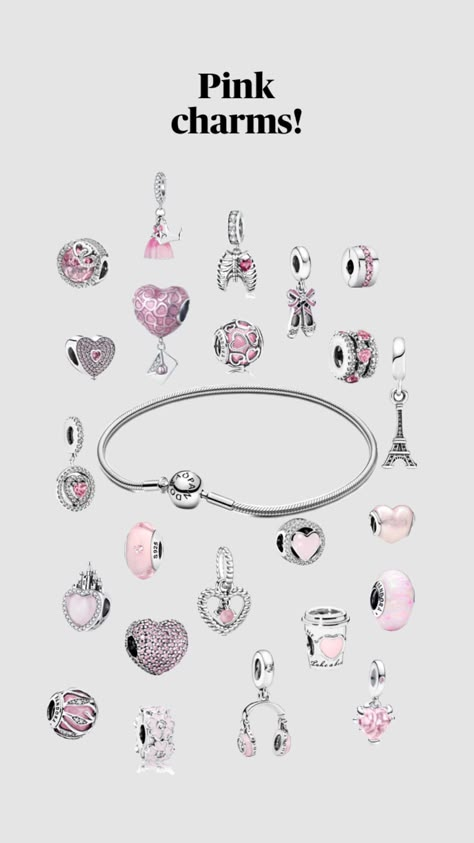 Pink Pandora Charms, Pandora Charms Pink, Pandora Bracelet Charms Ideas, Xoxo Jewelry, Pandora Bracelet Designs, Dope Jewelry Accessories, Pandora Jewelry Charms, Pandora Pink, Pandora Heart