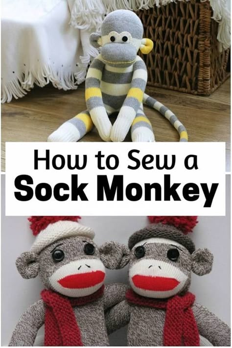 Diy Sock Monkey, Sock Monkeys Diy, Sock Monkeys Tutorial, Monkey Diy, Sock Monkey Pattern, Diy Sock Toys, Crochet Sock Monkeys, Sock Monkey Dolls, Sock Monkey Baby