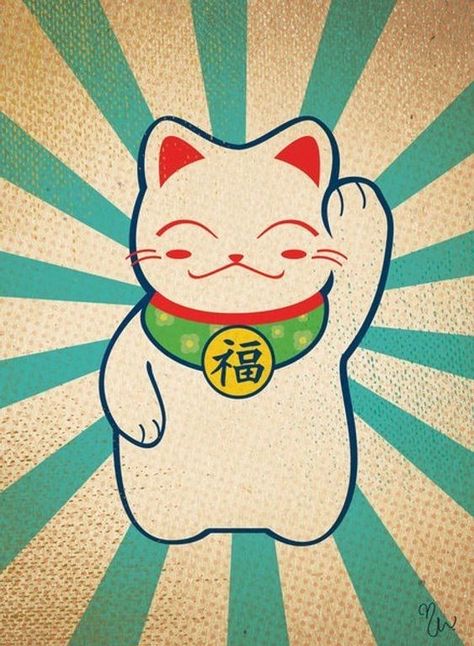 Lucky Cat Art, Maneki-neko, Lucky Cat Tattoo, Japanese Pop Art, Neko Cat, Japanese Cat, Japon Illustration, Cat Art Print, Japanese Pop