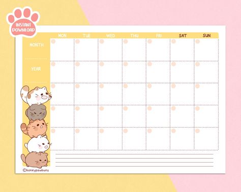 Monthly Calendar PDF Cat Tower, Digital Download Kawaii Undated Monthly Planner With Cute Chubby Kittens colorfulplanner #weeklymealplannerideas #onplanners #templates🍳. Planner Monthly Layout, Digital Monthly Planner, Undated Monthly Calendar, Interactive Calendar, Undated Monthly Planner, Unique Planner, Monthly Planner Template, Ultimate Planner, Cute Calendar