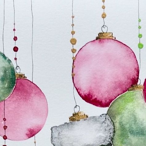 Watercolour Christmas Baubles, Aquarell Christmas, Water Colour Cards, Christmas Watercolors, Watercolour Tips, Cute Christmas Stockings, Christmas Everyday, Simple Christmas Cards, Water Coloring