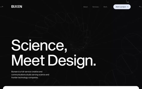 Bunsen is a full-service creative and communications studio serving science and frontier technology companies. Computer Science Portfolio Website, Science Portfolio, Dark Websites, Job Hacks, Science Communication, Studio Website, Web Layout, Online School, Design System