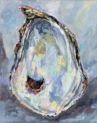 Shell Paintings, Oyster Painting, Shell With Pearl, Oyster Art, Shell Painting, Paper Wall Decor, Louisiana Art, Sea Life Art, Oyster Shells