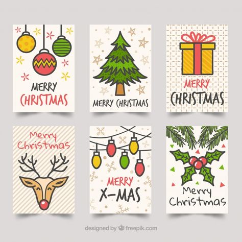 Christmas cards with drawings Free Vector |  #Freepik #freevector #christmas #christmas-card #invitation #merry-christmas Christmas Cards Drawing, Christmas Humor Ecards, Xmas Drawing, Xmas Art, Letter Designs, Cute Christmas Cards, Christmas Doodles, Christmas Card Art, 카드 디자인