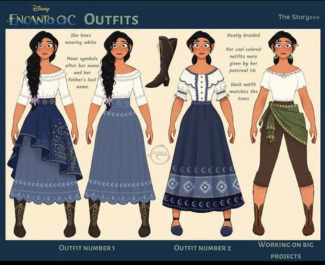 Encanto Oc Girl, Hispanic Character Design, Encanto Outfits, Hispanic Clothing, Encanto Oc, Anastacia Disney, Encanto Fanart, Character Reference Sheet, Disney Nerd