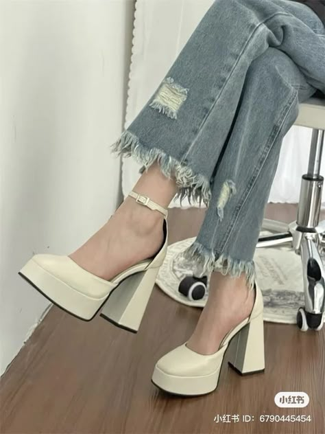 Clear block heels