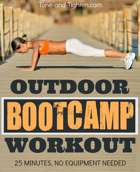 Awesome outdoor bootcamp workout - No equipment required! From Tone-and-Tighten.com Outdoor Bootcamp Workout, Bootcamp Workout, Workout Quick, Vegan Steak, Quick Workouts, Better Lifestyle, Outdoor Exercises, Weekly Workout Plans, Outdoor Workout