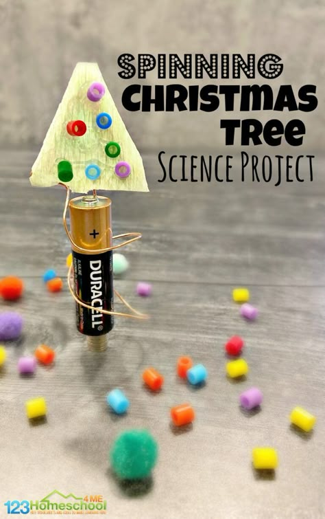 Spinning Christmas Tree Science Project, Easy Christmas Experiments For Kids, Grade 3 Christmas Crafts, Student Holiday Crafts, Xmas Science Experiments, Christmas Craft 4th Grade Kids, Christmas Crafts For 4th Grade, 5th Grade Christmas Crafts Student, New Years Projects For Kids Classroom