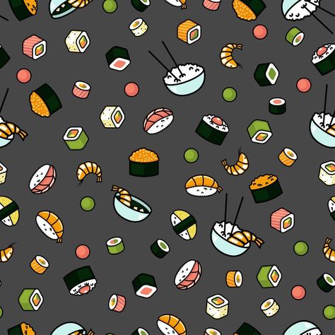 Iphone Wallpaper Food, Sushi Pattern, Japenese Food, Cute Food Wallpaper, Types Of Sushi, Food Pattern, Photoshop Brushes Free, Inspiration Wallpaper, Chic Wallpaper